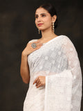 White Georgette Saree With Blouse Piece