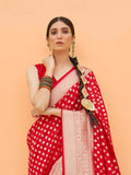 Red Nylon Saree With Blouse Piece