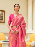 Pink Sequins Saree With Blouse Piece