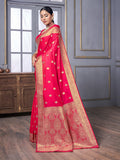 Pink Banarasi Satin Silk Saree With Blouse Piece