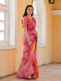 Pink Printed Pure Georgette Saree With Blouse Piece