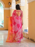 Pink Printed Pure Georgette Saree With Blouse Piece