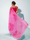 Pink Organza Party Wear Saree With Blouse Piece