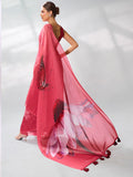 Rust Organza Party Wear Saree With Blouse Piece