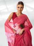 Rust Organza Party Wear Saree With Blouse Piece