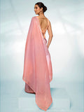 Peach Organza Party Wear Saree With Blouse Piece