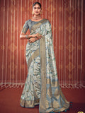 Multicolor Printed Satin Silk Saree With Blouse Piece