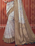 Multicolor Printed Satin Silk Saree With Blouse Piece