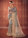 Multicolor Printed Satin Silk Saree With Blouse Piece