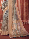 Multicolor Printed Satin Silk Saree With Blouse Piece