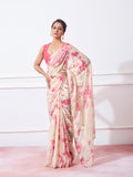 Pink Organza Party Wear Saree With Blouse Piece