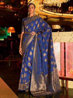 Blue Art Silk Saree With Blouse Piece