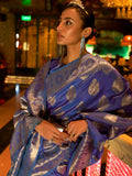 Blue Art Silk Saree With Blouse Piece