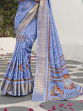 Multicolor Digital Printed Silk Saree With Blouse Piece