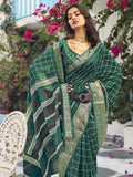 Multicolor Digital Printed Silk Saree With Blouse Piece