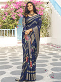 Multicolor Digital Printed Silk Saree With Blouse Piece