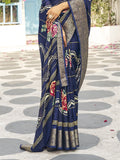 Multicolor Digital Printed Silk Saree With Blouse Piece