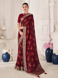 Multicolor Digital Printed Viscose Silk Saree With Blouse Piece