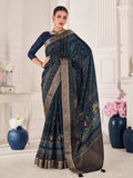 Multicolor Digital Printed Viscose Silk Saree With Blouse Piece