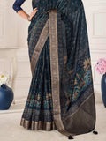 Multicolor Digital Printed Viscose Silk Saree With Blouse Piece