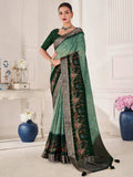 Multicolor Digital Printed Viscose Silk Saree With Blouse Piece