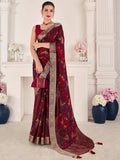 Multicolor Digital Printed Viscose Silk Saree With Blouse Piece