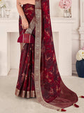 Multicolor Digital Printed Viscose Silk Saree With Blouse Piece