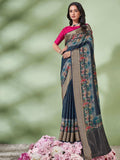 Multicolor Digital Printed Viscose Saree With Blouse Piece