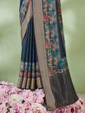 Multicolor Digital Printed Viscose Saree With Blouse Piece