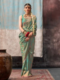 Green Kanjivaram Silk Saree With Blouse Piece