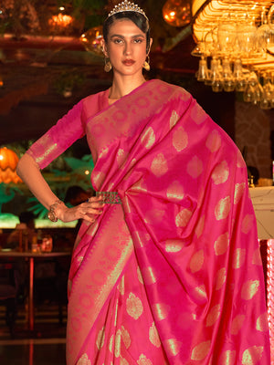 Pink Art Silk Saree With Blouse Piece