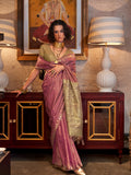 Pink Tussar Silk Blend Saree With Blouse Piece