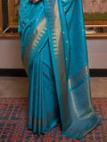 Teal Art Silk Saree With Blouse Piece