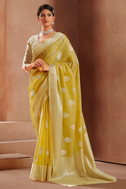 Buy Yellow Silk Saree online-Karagiri