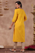 Women's Mustard Cotton Kurta