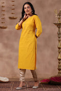 Women's Mustard Cotton Kurta