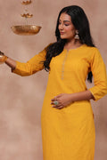 Women's Mustard Cotton Kurta