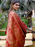 Maroon Banarasi Silk Saree With Blouse Piece