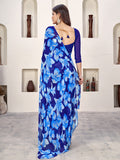 Blue Georgette Saree With Blouse Piece