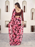 Burgundy Georgette Saree With Blouse Piece