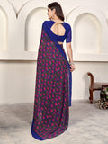 Blue Georgette Saree With Blouse Piece