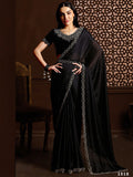 Black Satin Chiffon Saree With Blouse Piece