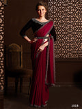 Maroon Satin Chiffon Saree With Blouse Piece