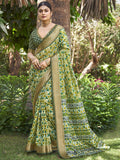 Green Kalamkari Silk Saree With Blouse Piece