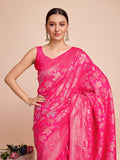 Pink Silk Saree With Blouse Piece