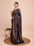 Black Silk Saree With Blouse Piece