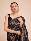 Black Silk Saree With Blouse Piece