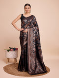 Black Silk Saree With Blouse Piece