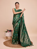 Green Silk Saree With Blouse Piece