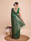 Green Silk Saree With Blouse Piece